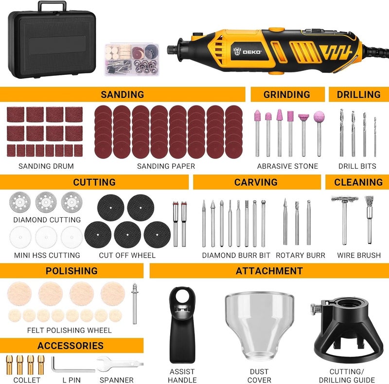 DEKOPRO Rotary Tool Kit: Power Hand Rotary Tools Mini for Wood/Metal, Electric Grinder Drill Machine Set with Flex Shaft for Carving, Cutting, Sanding, Grinding, Polishing, Engraving - Image 2